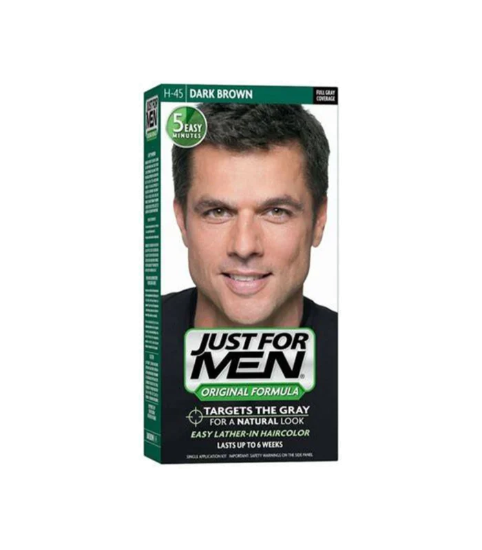 JUST FOR MEN COLOR HAIR DARK BROWN.