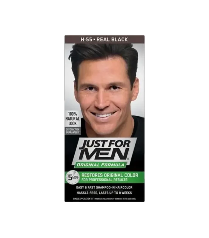 JUST FOR MEN COLOR HAIR REAL BLACK.